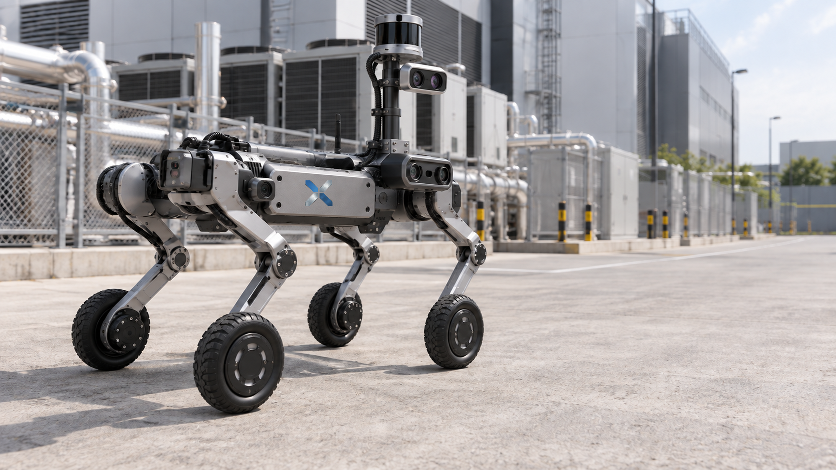 Inspection robot outside a modern data center